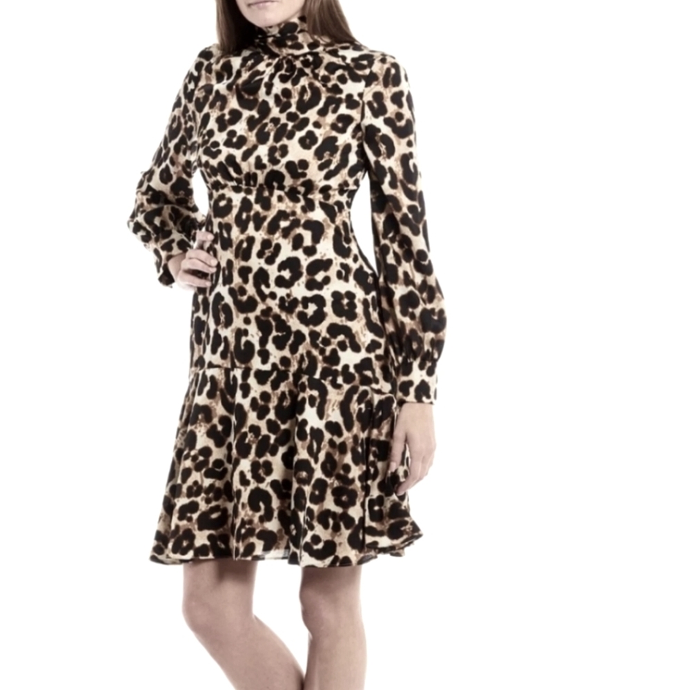 *SOLD** Eliza J Leopard Print Mock Neck Dress